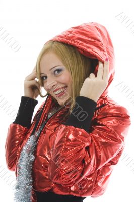 Beautiful woman with christmas decoration