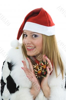 Beautiful woman with christmas decoration