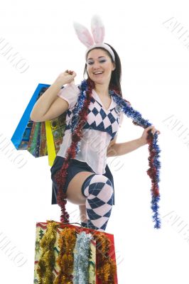 Beautiful woman with christmas decoration