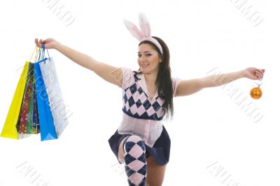 Beautiful woman with christmas decoration