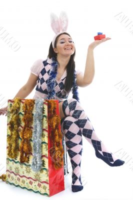 Beautiful woman with christmas decoration