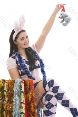 Beautiful woman with christmas decoration