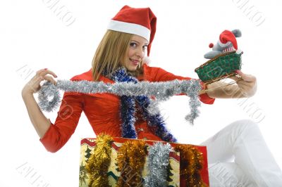 Beautiful woman with christmas decoration
