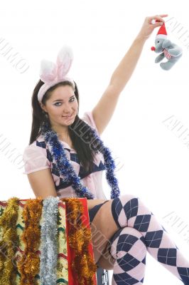 Beautiful woman with christmas decoration