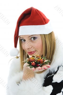 Beautiful woman with christmas decoration