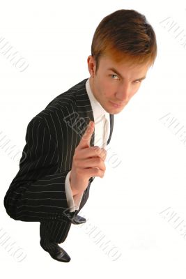 businessman specifies  finger