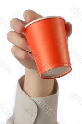 plastic glass of red color