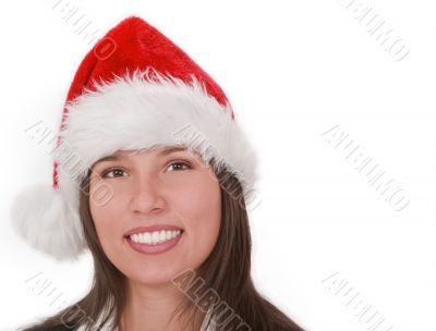 Girl in Santa`s hat