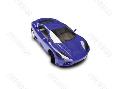 isolated blue super car front view