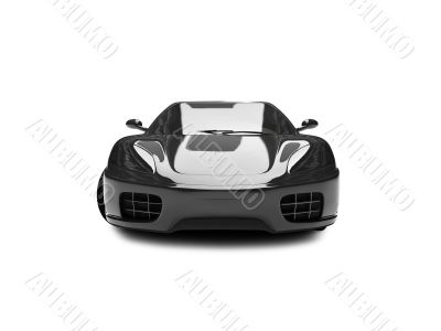 isolated black super car front view 02