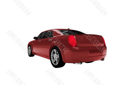 isolated red car back view