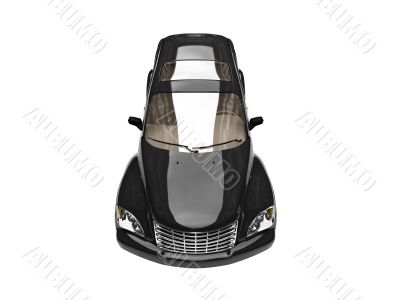 isolated black american car front view 03