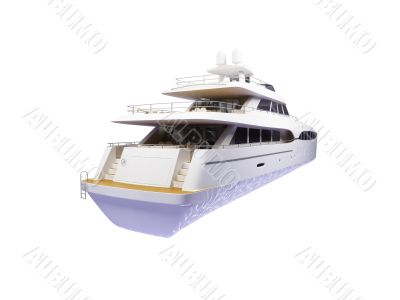 Big yacht isolated back view
