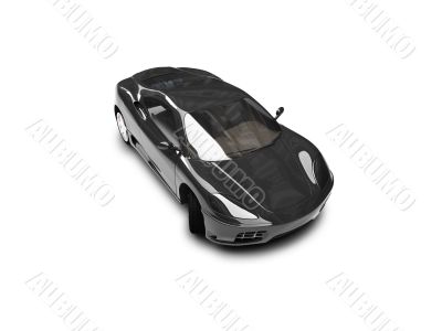 isolated black super car front view 03