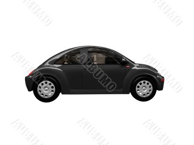 isolated black beetle car side view