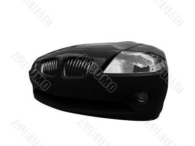 isolated black car front view 02