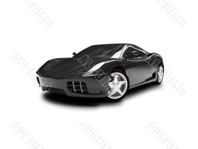 isolated black super car front view 01