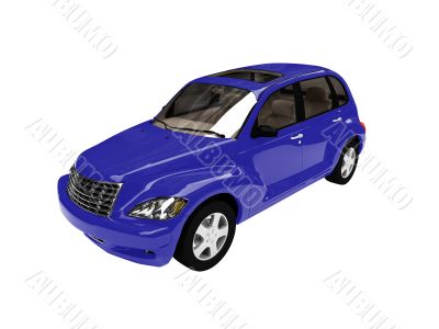 isolated blue american car front view