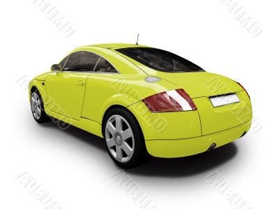 isolated yellow car back view