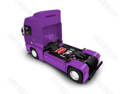 Bigtruck isolated purple back view