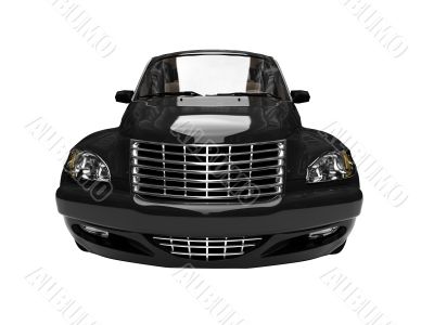isolated black american car front view 01