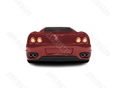 isolated red super car back view 02