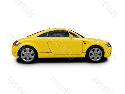 isolated yellow car side view