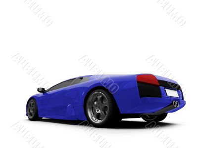 Ferrari isolated blue back view