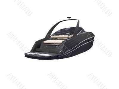 Black Boat isolated back view