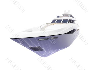 Big yacht isolated front view