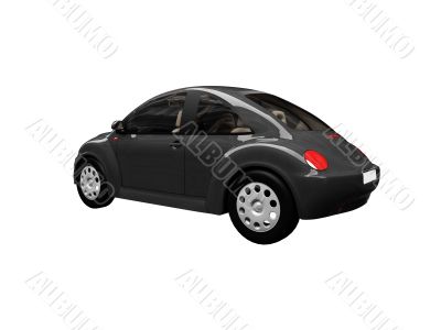 isolated black bug car back view 01