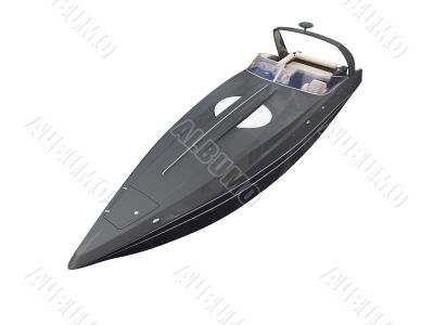 Black Boat isolated front view