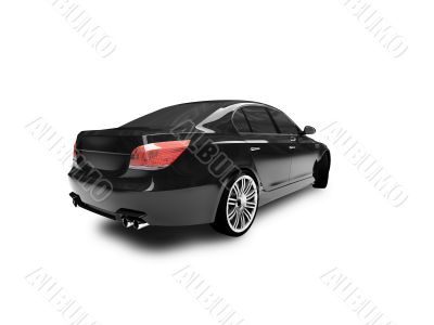 isolated black car back view 01