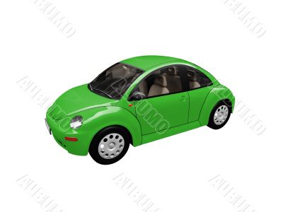 isolated green beetle car front view