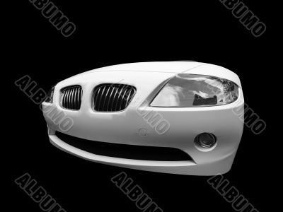 isolated white car front view 02