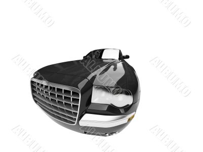 isolated black car front view 01