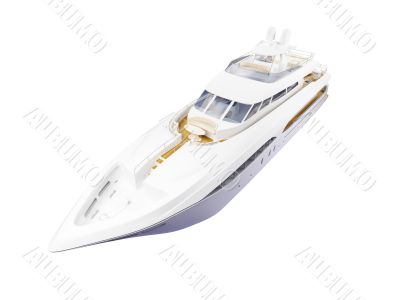 Big yacht isolated front view