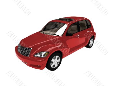 isolated american red car front view