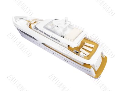 Big yacht isolated back view
