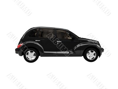 isolated black american car side view