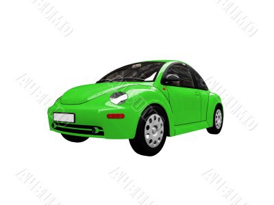 isolated green beetle car front view