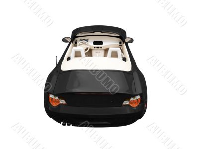 isolated black car back view 02