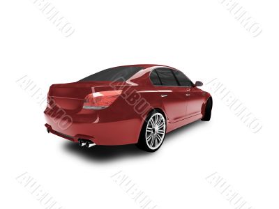 isolated red car back view 01