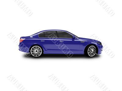 isolated blue car side view