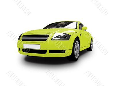 isolated yellow car front view
