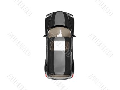 isolated black american car top view
