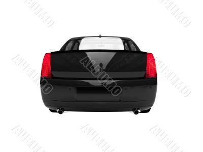 isolated black car back view 02