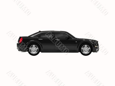 isolated black car side view