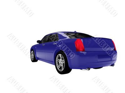 isolated blue car back view 01
