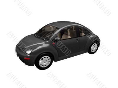isolated black beetle car front view 02